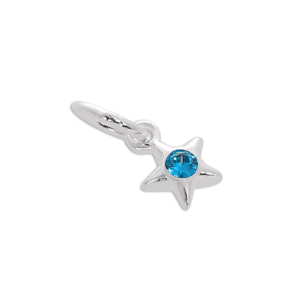 Sterling Silver & CZ Crystal Birthstone Star Charm