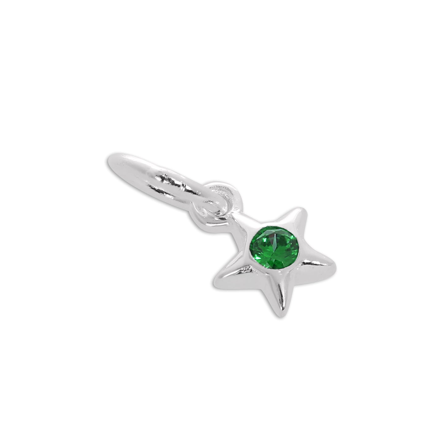 Sterling Silver & CZ Crystal Birthstone Star Charm