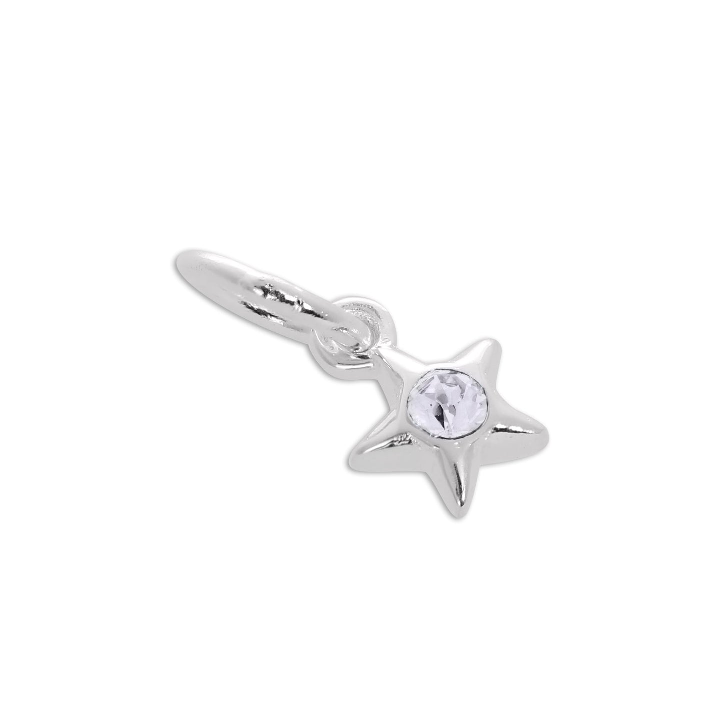 Sterling Silver & CZ Crystal Birthstone Star Charm