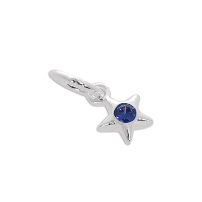 Sterling Silver & CZ Crystal Birthstone Star Charm