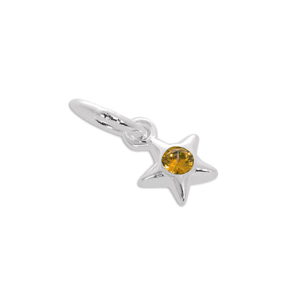 Sterling Silver & CZ Crystal Birthstone Star Charm
