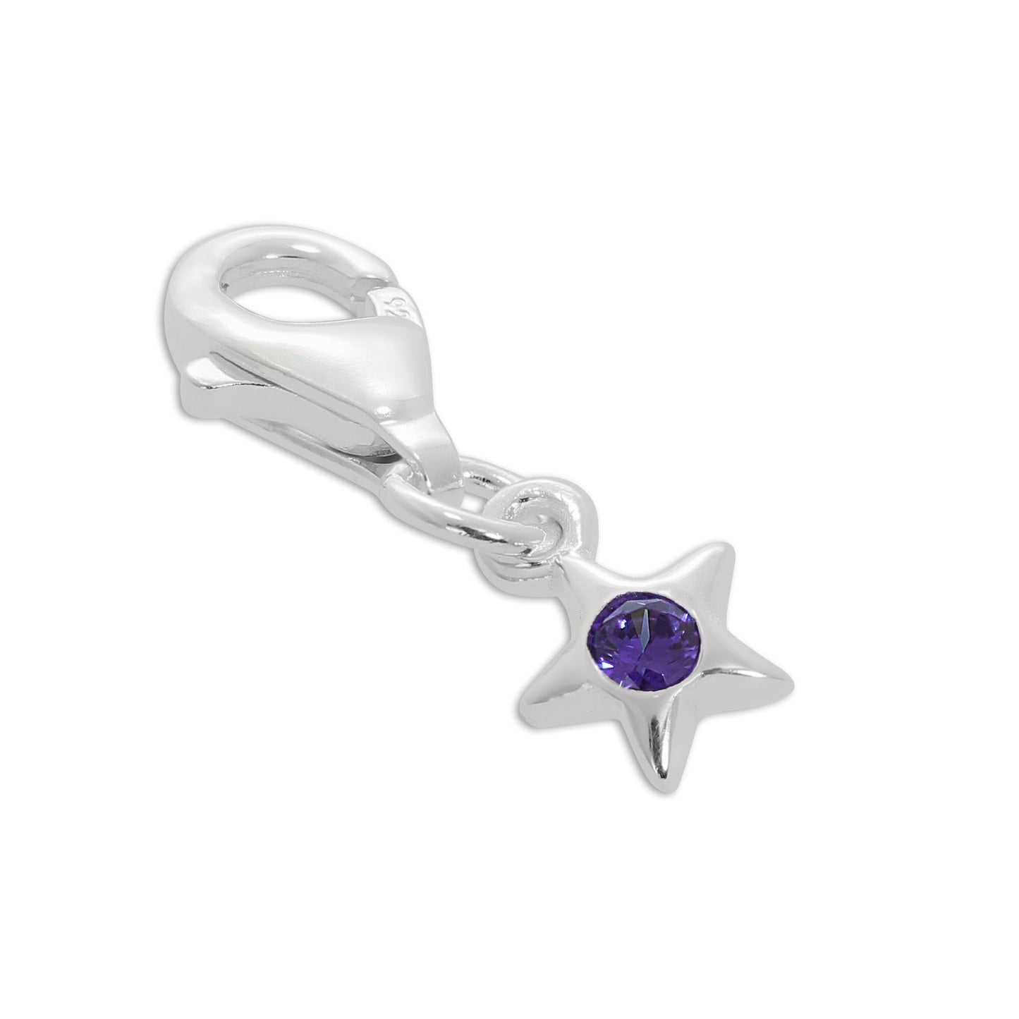 Sterling Silver & CZ Crystal Birthstone Star Clip-On Charm