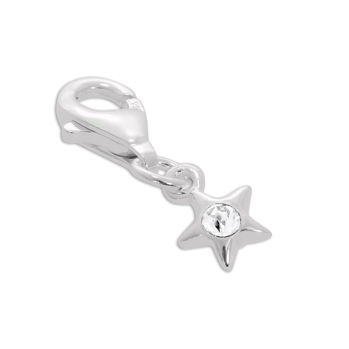 Sterling Silver & CZ Crystal Birthstone Star Clip-On Charm