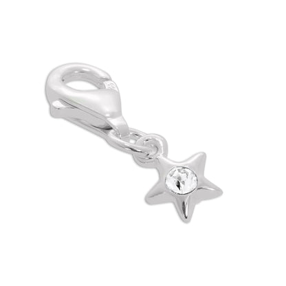 Sterling Silver & CZ Crystal Birthstone Star Clip-On Charm