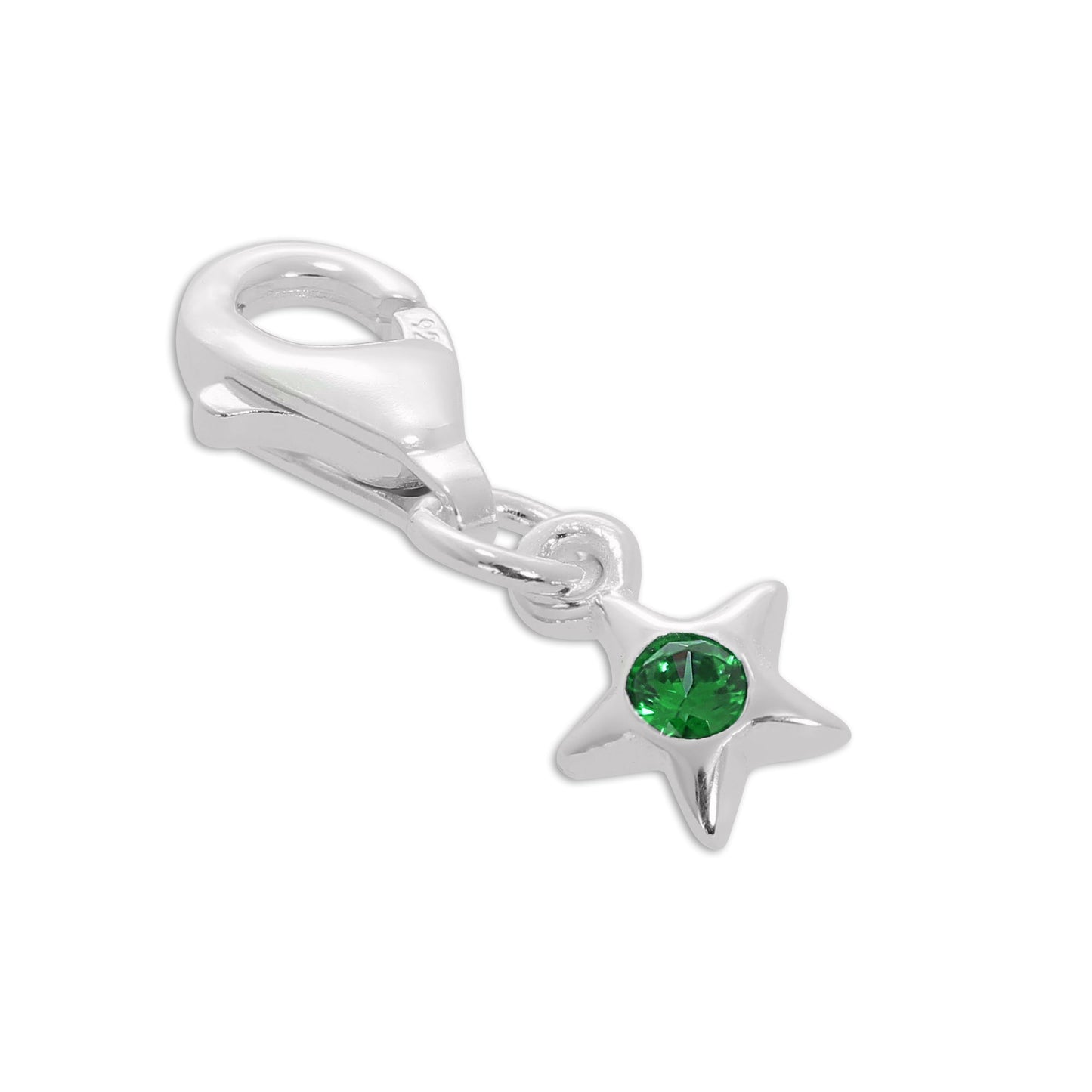 Sterling Silver & CZ Crystal Birthstone Star Clip-On Charm