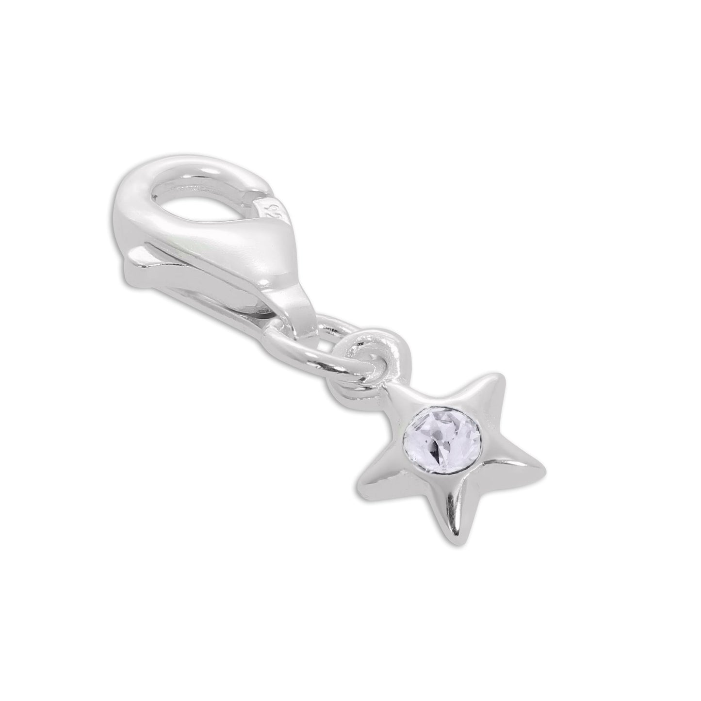 Sterling Silver & CZ Crystal Birthstone Star Clip-On Charm