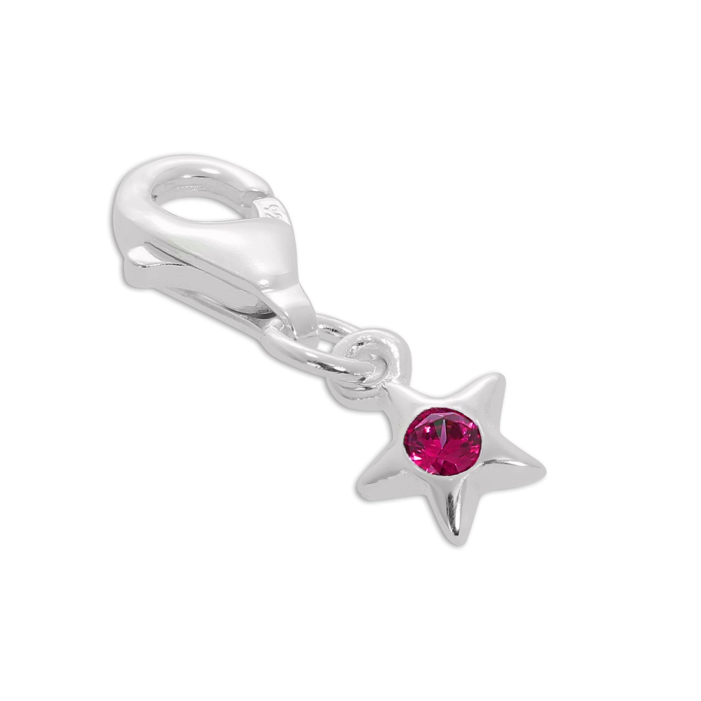 Sterling Silver & CZ Crystal Birthstone Star Clip-On Charm