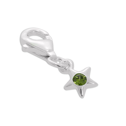 Sterling Silver & CZ Crystal Birthstone Star Clip-On Charm