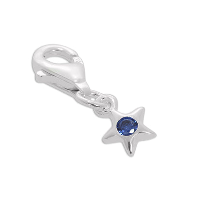 Sterling Silver & CZ Crystal Birthstone Star Clip-On Charm
