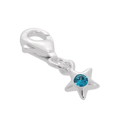 Sterling Silver & CZ Crystal Birthstone Star Clip-On Charm