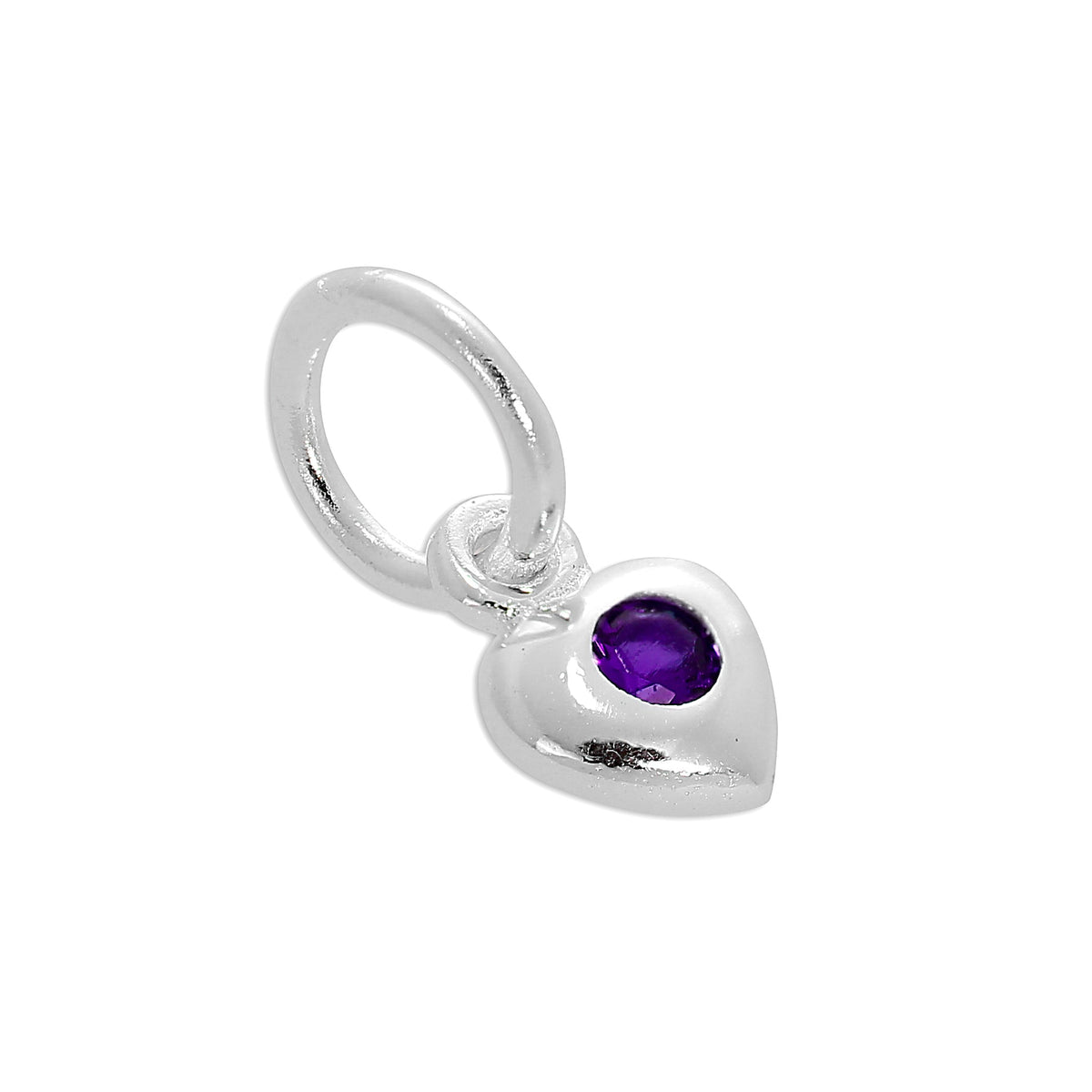 Sterling Silver & CZ Crystal Birthstone Heart Charm