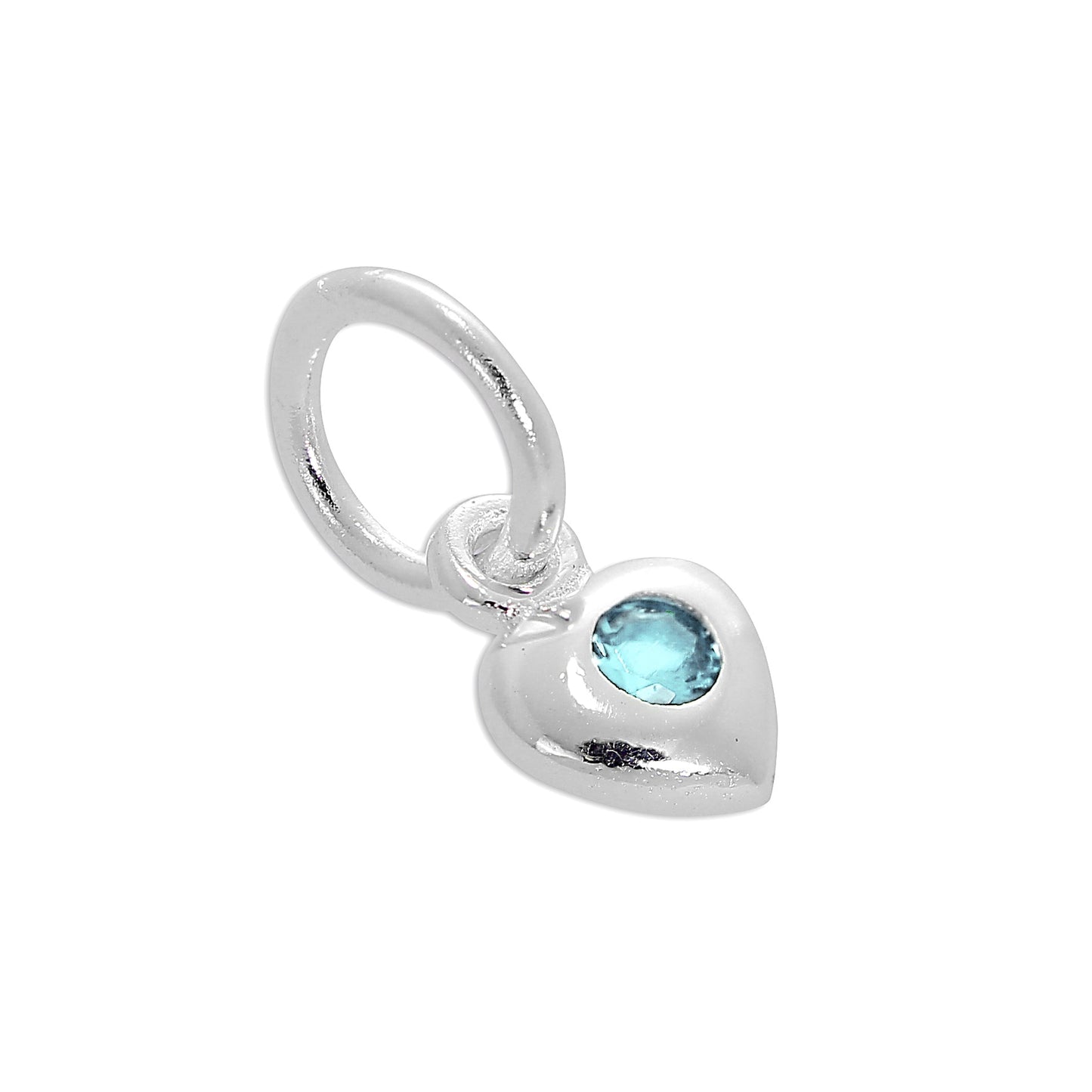 Sterling Silver & CZ Crystal Birthstone Heart Charm