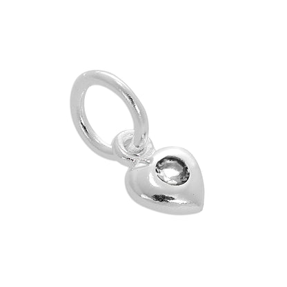 Sterling Silver & CZ Crystal Birthstone Heart Charm