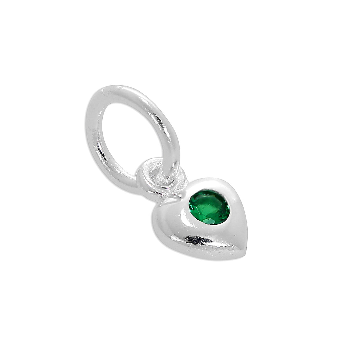 Sterling Silver & CZ Crystal Birthstone Heart Charm