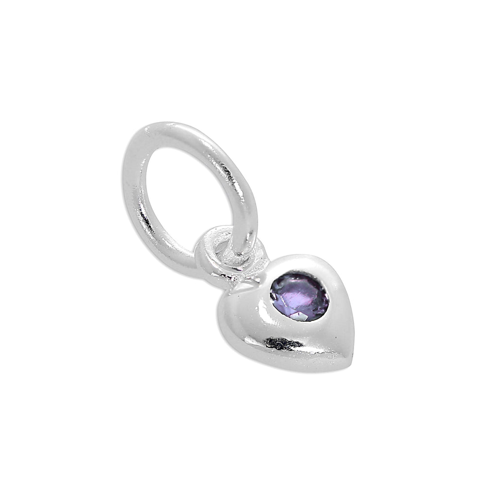 Sterling Silver & CZ Crystal Birthstone Heart Charm