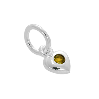 Sterling Silver & CZ Crystal Birthstone Heart Charm