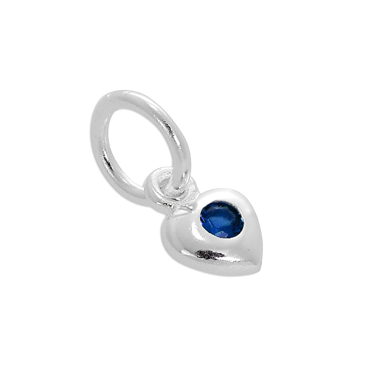 Sterling Silver & CZ Crystal Birthstone Heart Charm