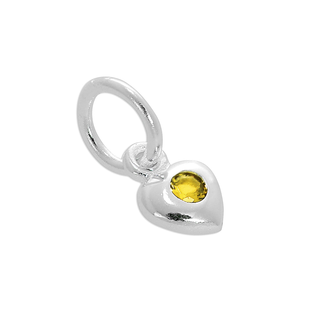 Sterling Silver & CZ Crystal Birthstone Heart Charm