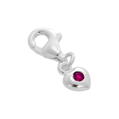 Sterling Silver & CZ Crystal Birthstone Heart Clip-On Charm