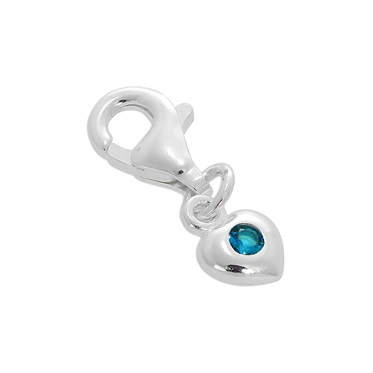 Sterling Silver & CZ Crystal Birthstone Heart Clip-On Charm