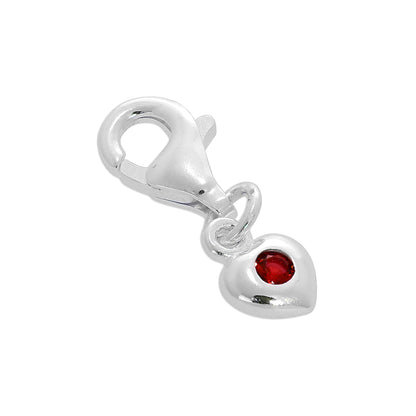 Sterling Silver & CZ Crystal Birthstone Heart Clip-On Charm