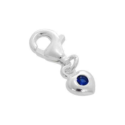 Sterling Silver & CZ Crystal Birthstone Heart Clip-On Charm