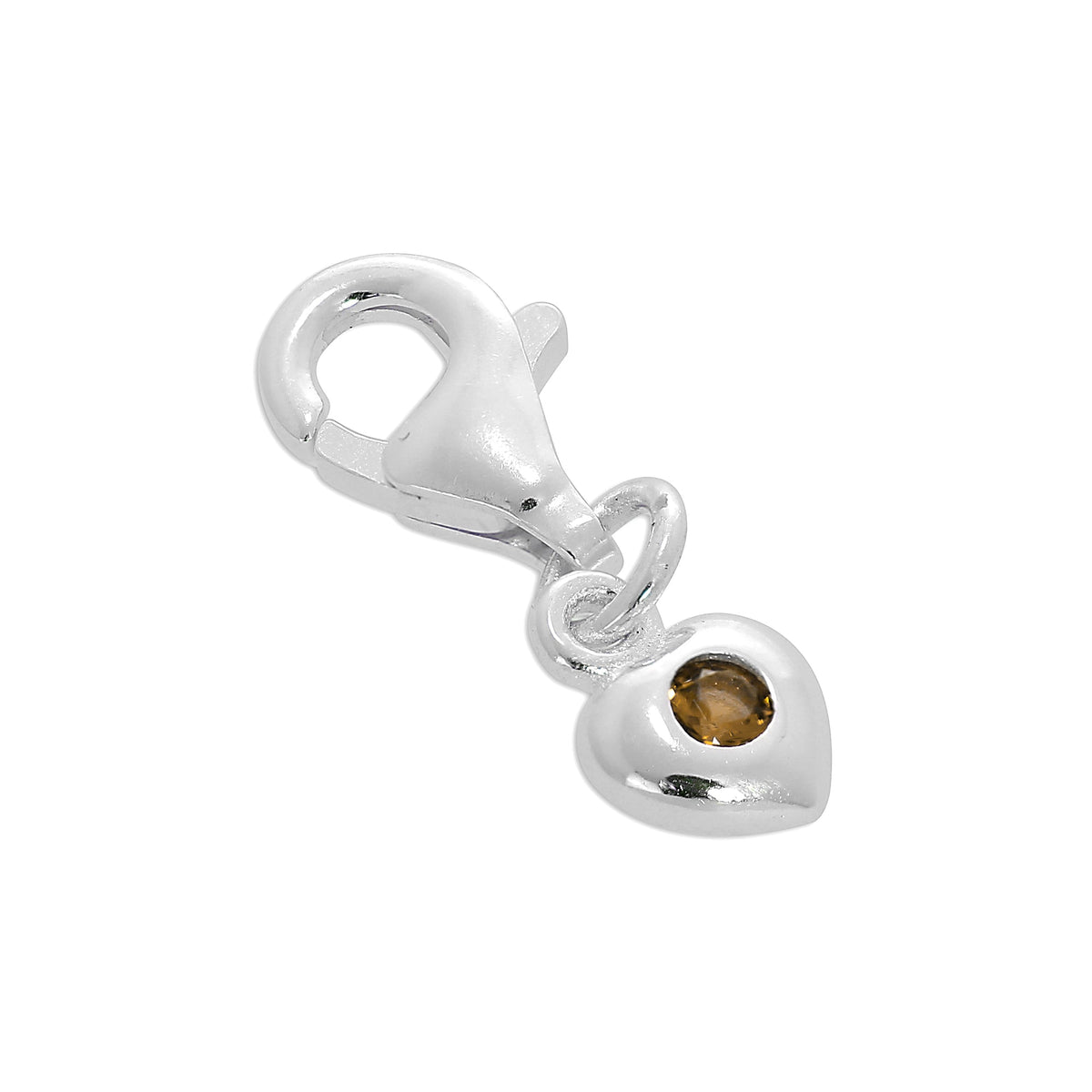Sterling Silver & CZ Crystal Birthstone Heart Clip-On Charm