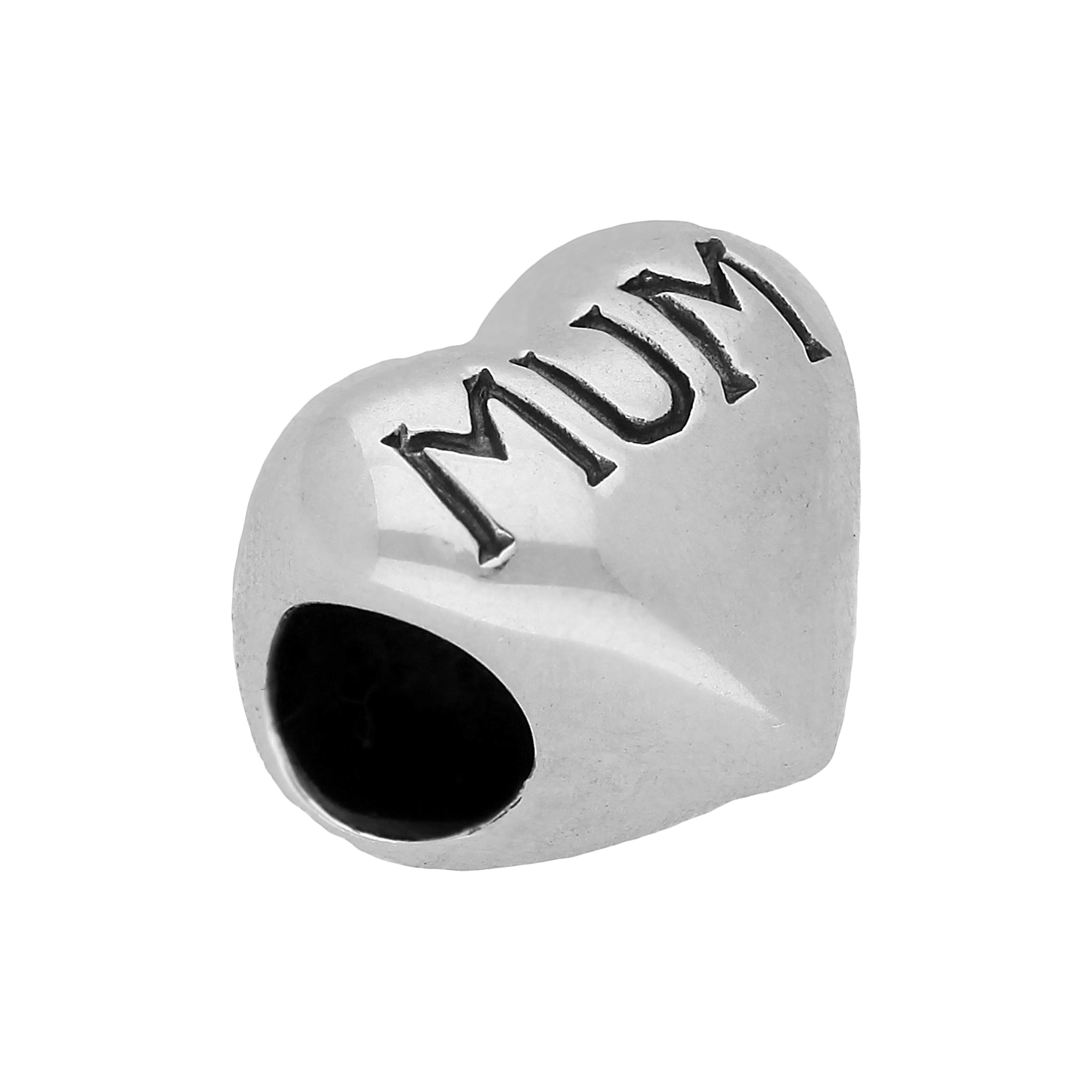 Sterling Silver Mum Heart Bead Charm