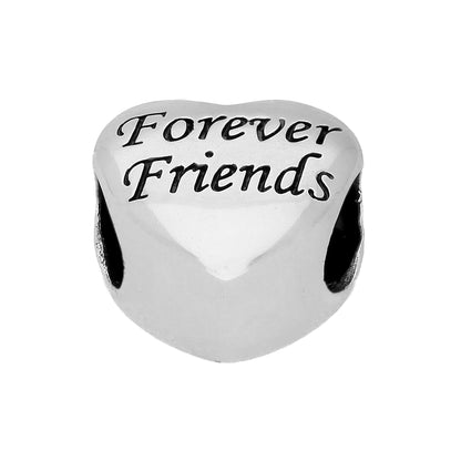 Sterling Silver Forever Friends Heart Bead Charm