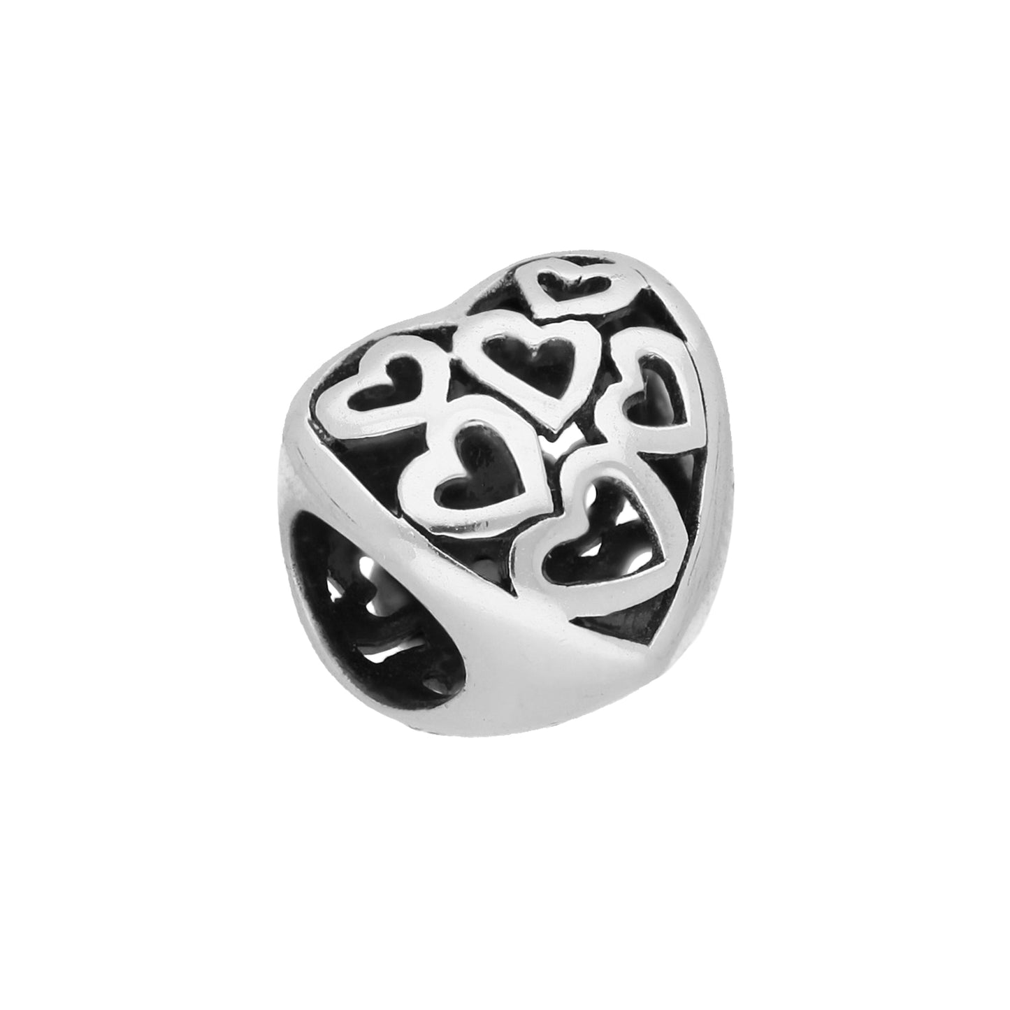 Sterling Silver Cut Out Hearts Bead Charm