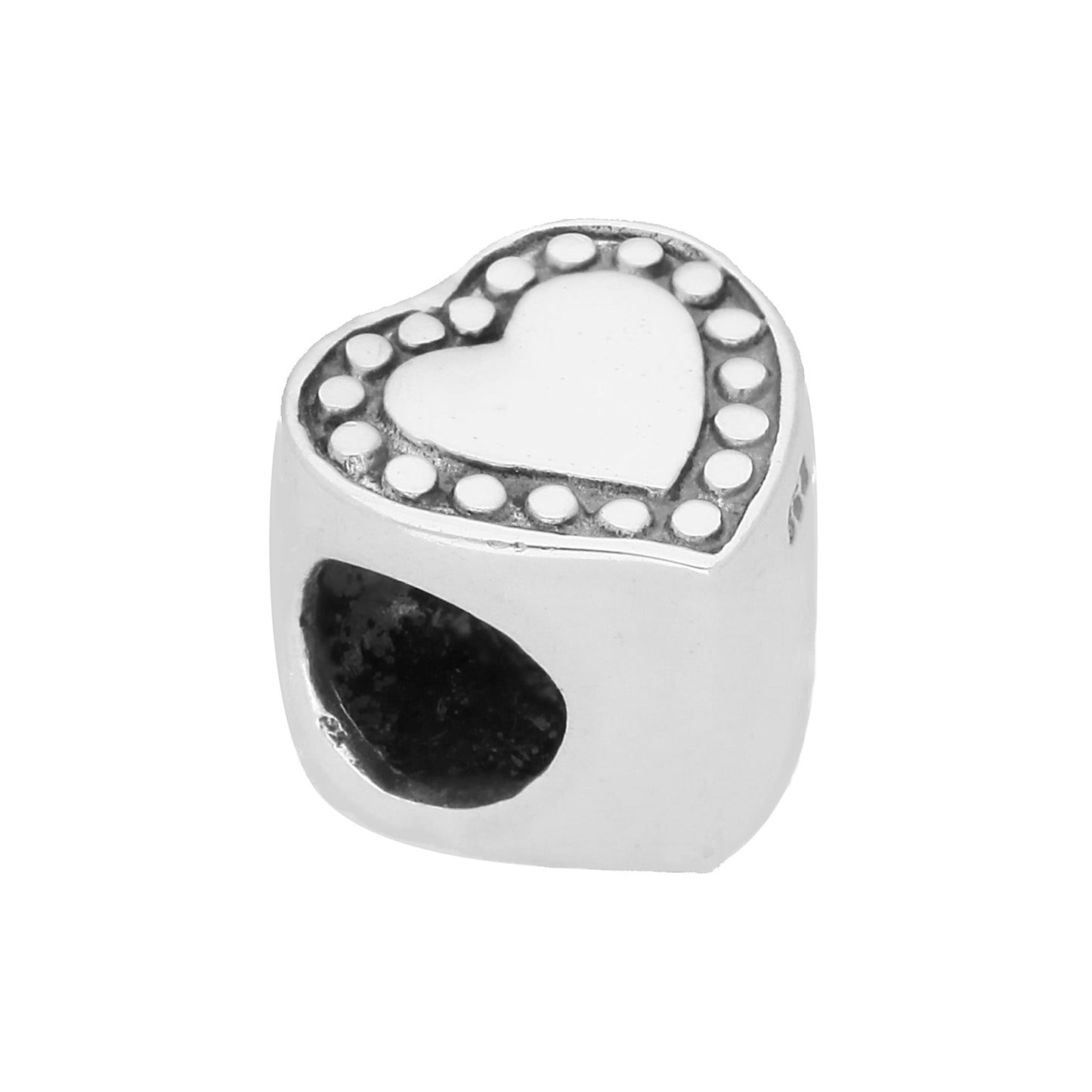 Sterling Silver Beaded Heart Bead Charm