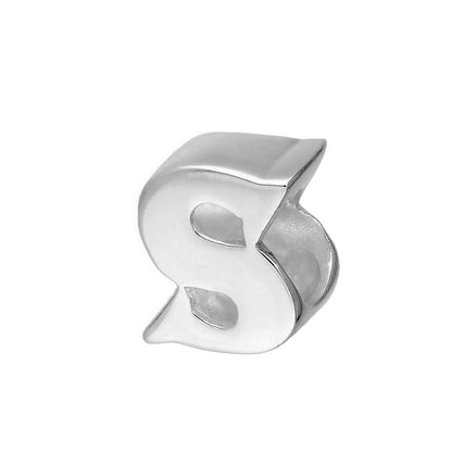 Sterling Silver Alphabet Letter Bead Charm A - Z
