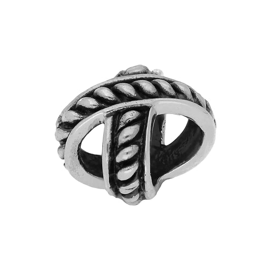 Sterling Silver Crossed Ribbon Bead Charm