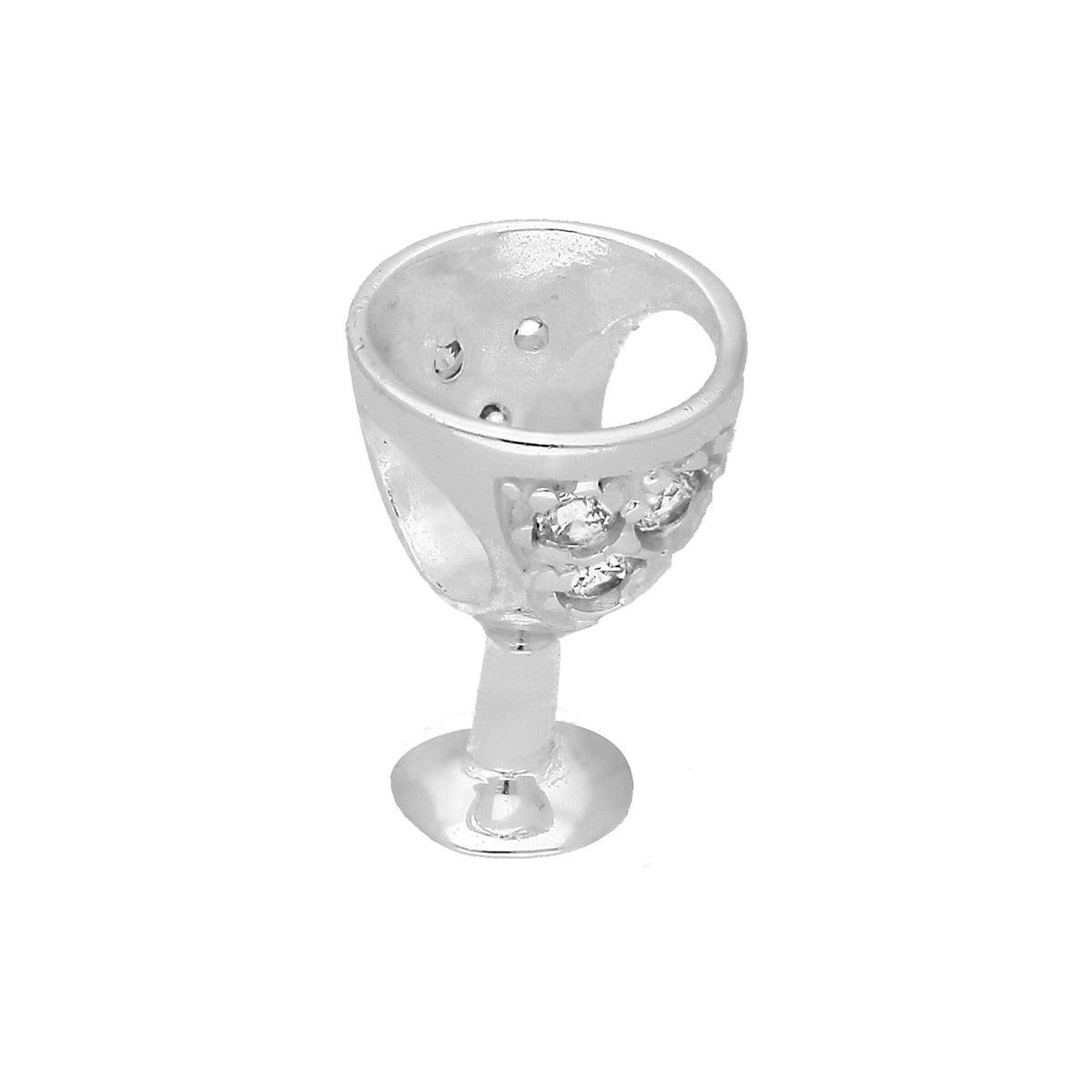 Sterling Silver & Clear CZ Crystal Glass Bead Charm