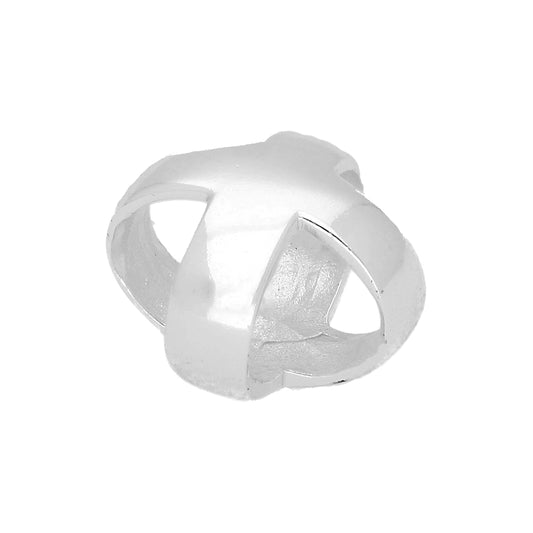 Sterling Silver Plain Crossed Ribbon Bead Charm