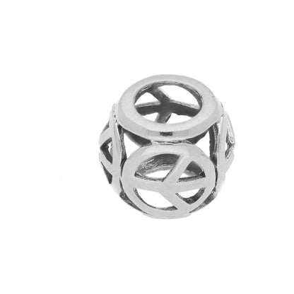 Sterling Silver Cut Out Peace Sign Bead Charm