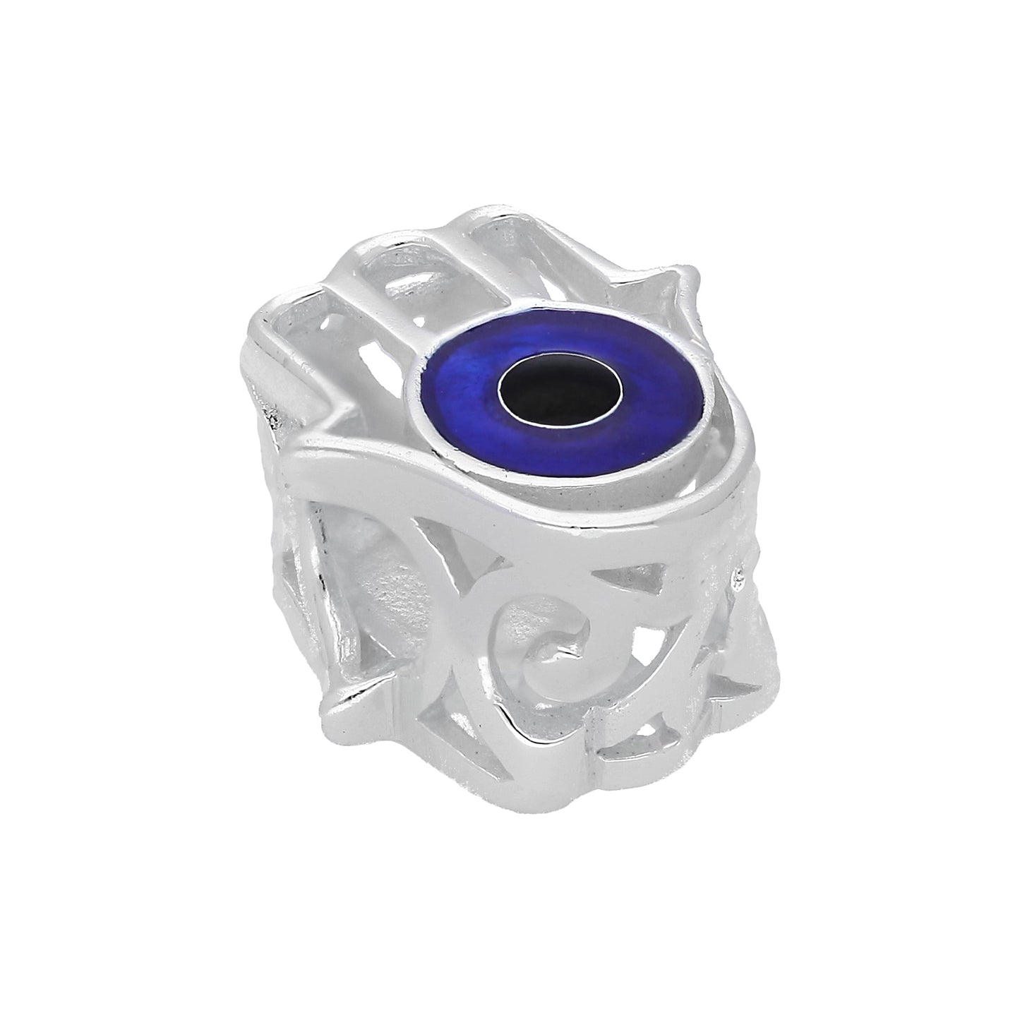 Sterling Silver Enamelled Hamsa Symbol Bead Charm
