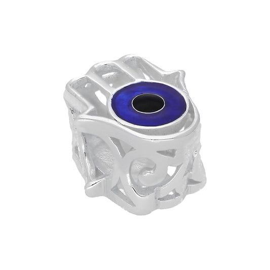 Sterling Silver Enamelled Hamsa Symbol Bead Charm