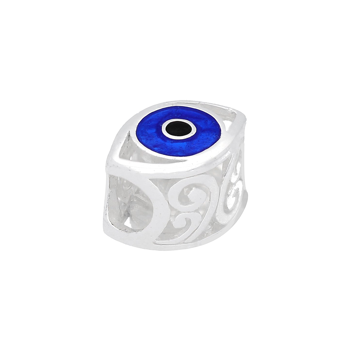Sterling Silver Enamelled Evil Eye Symbol Bead Charm