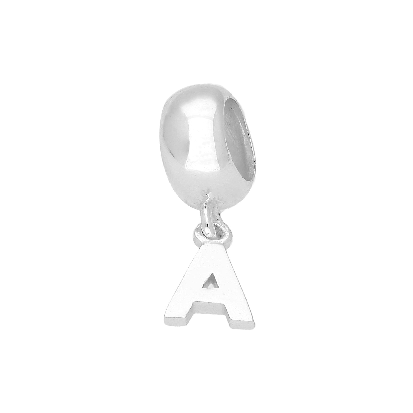 Sterling Silver Hanging Alphabet Letter Bead Charm A - Z
