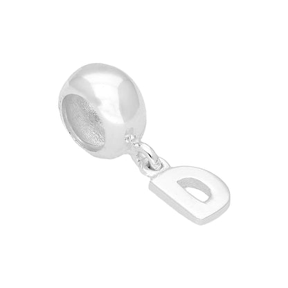 Sterling Silver Hanging Alphabet Letter Bead Charm A - Z