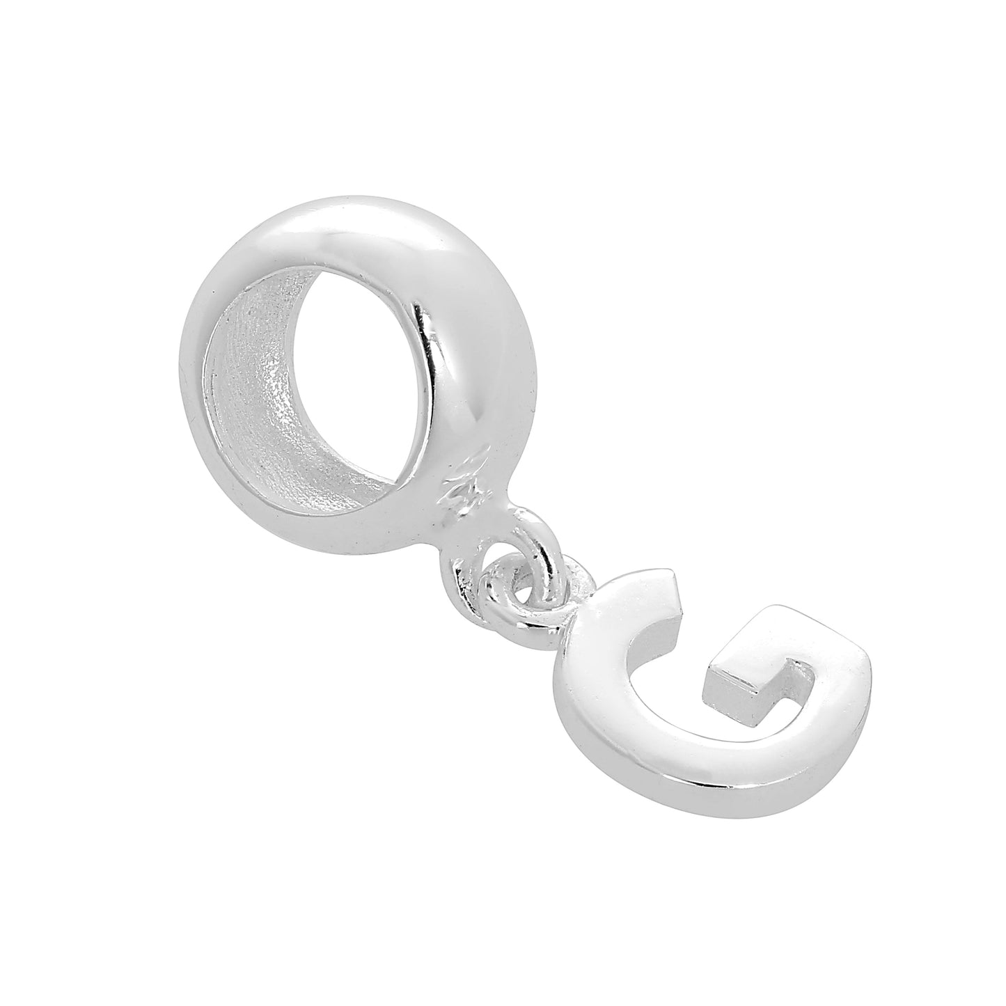Sterling Silver Hanging Alphabet Letter Bead Charm A - Z