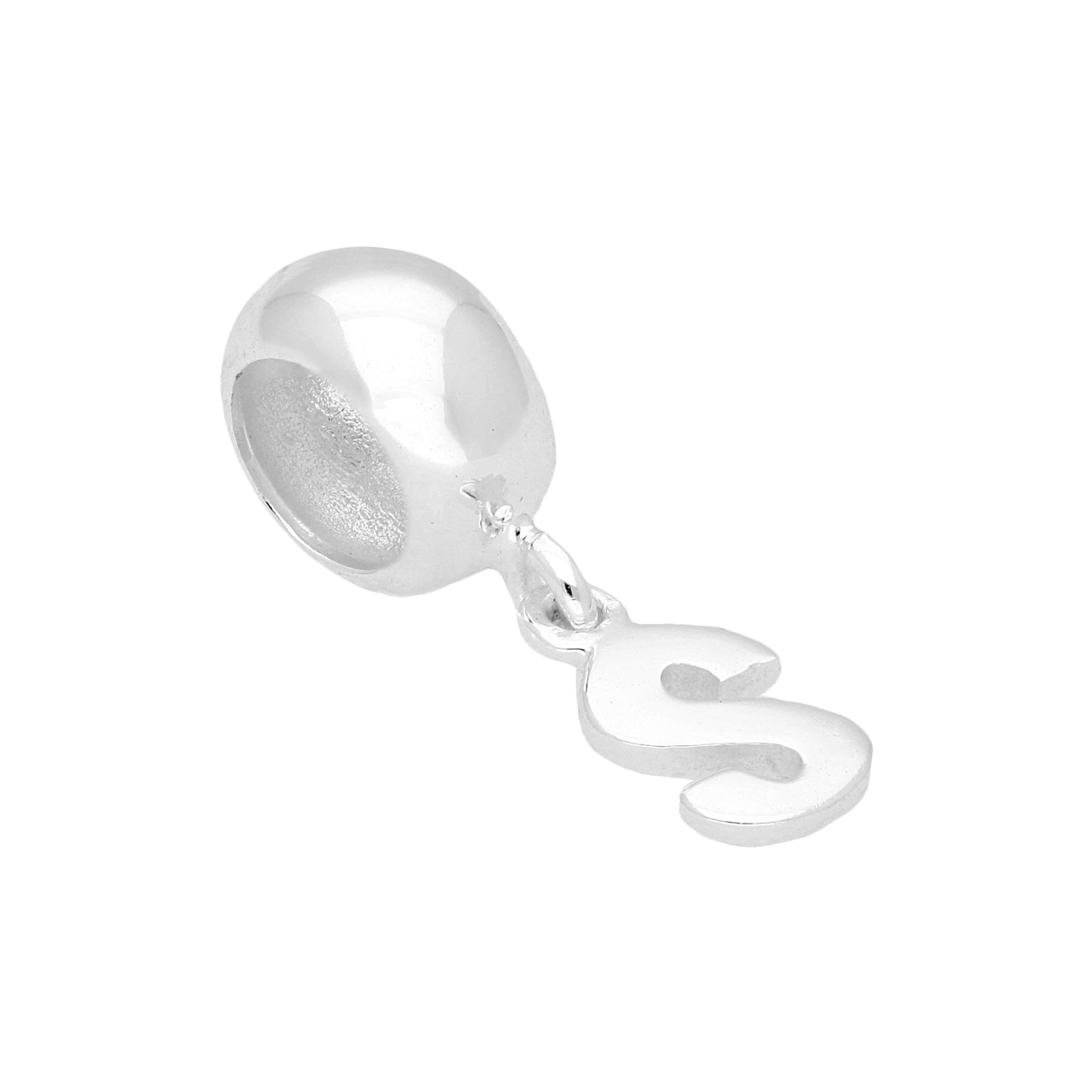 Sterling Silver Hanging Alphabet Letter Bead Charm A - Z