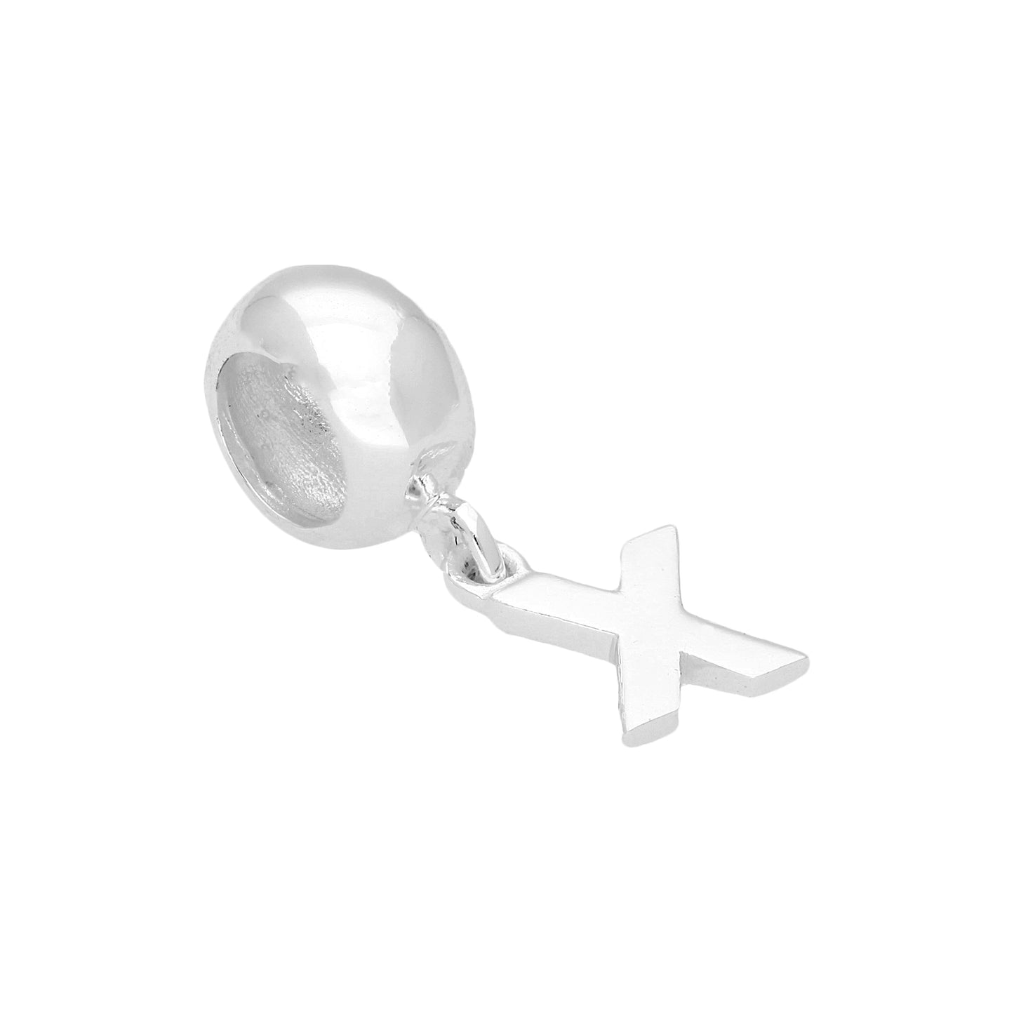 Sterling Silver Hanging Alphabet Letter Bead Charm A - Z
