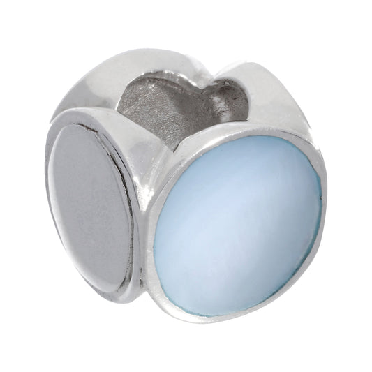 Sterling Silver & Blue Shell Hourglass Square Bead Charm