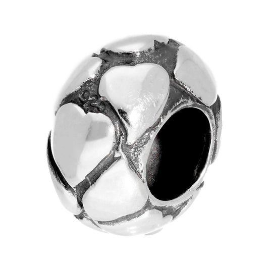 Sterling Silver Heart Patterned Bead Charm