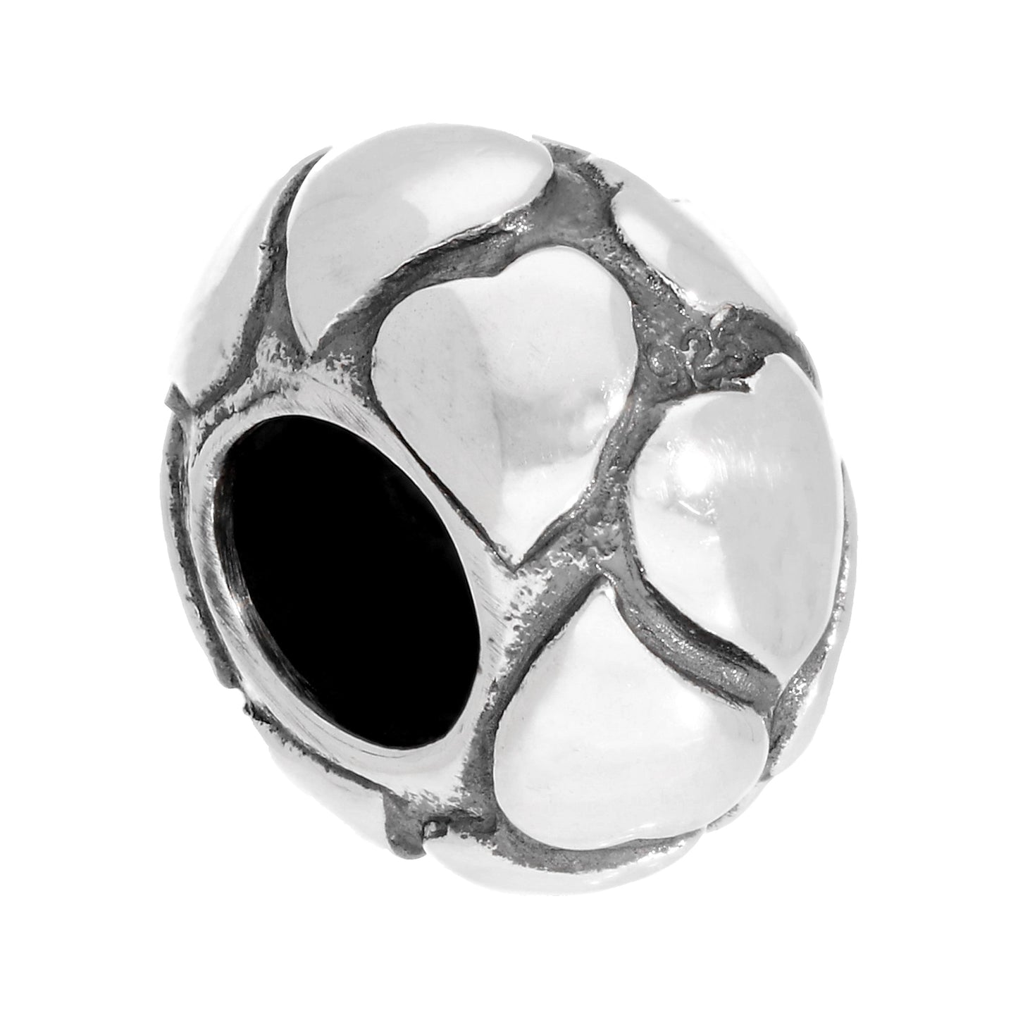 Sterling Silver Heart Patterned Bead Charm