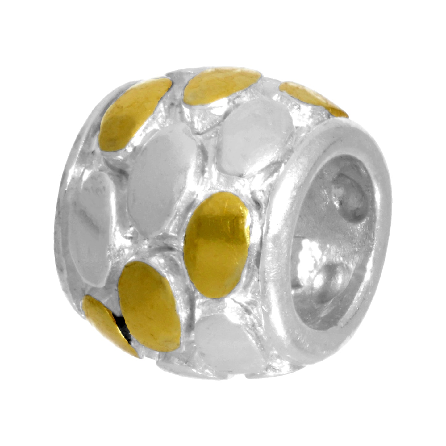 Sterling Silver White & Yellow Oval Patterned Bead Charm