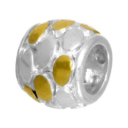 Sterling Silver White & Yellow Oval Patterned Bead Charm