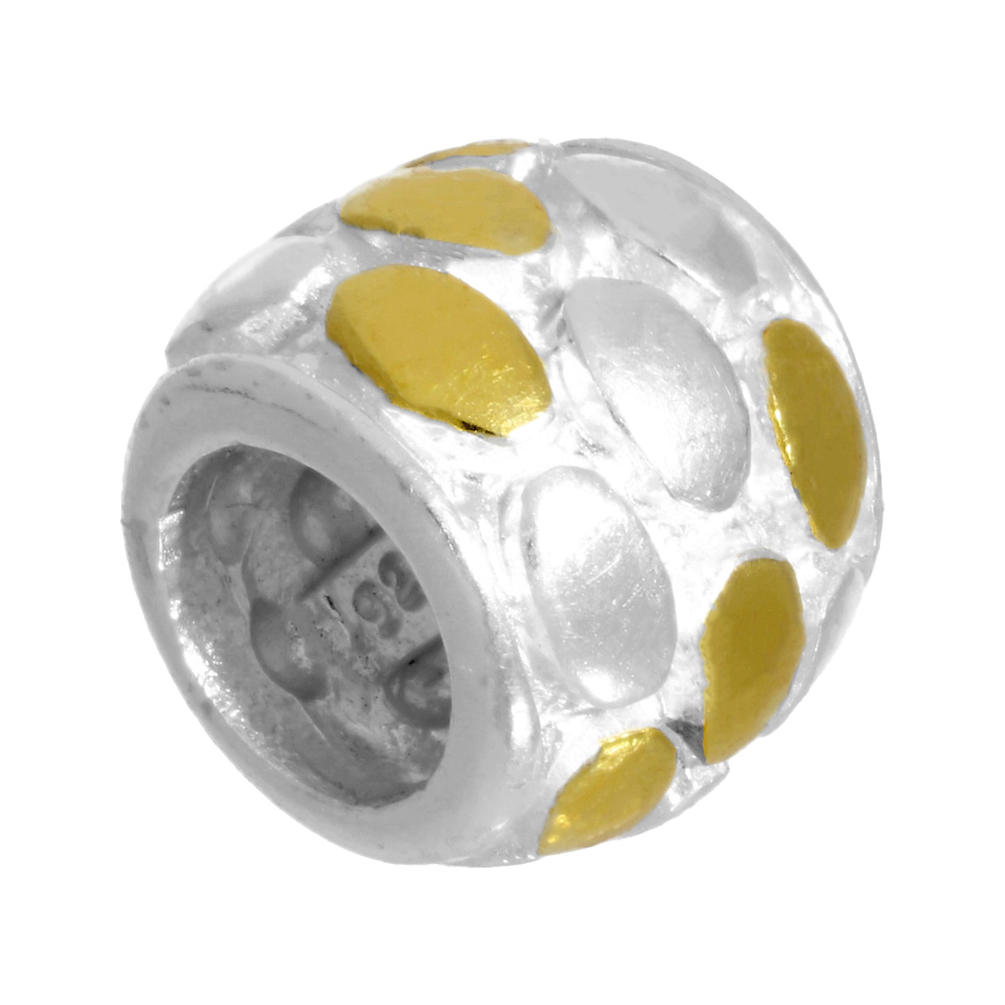Sterling Silver White & Yellow Oval Patterned Bead Charm